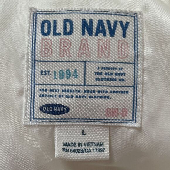 Old Navy Down Puffer Vest Size Large Girls Ivory Vintage 90s Horse Patch… - Picture 7 of 8